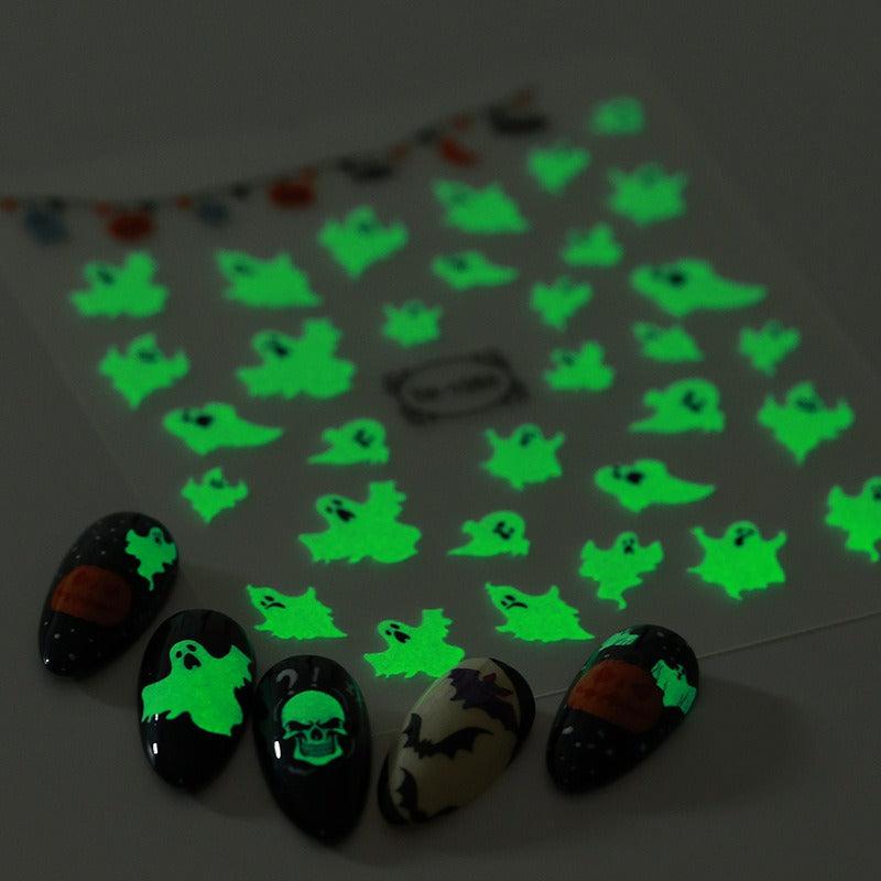 3D Luminous Halloween Nail Stickers Self Adhesive Nail Art Decals