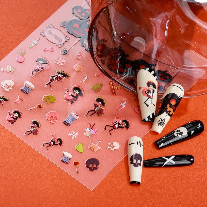 3D Luminous Halloween Nail Stickers Self Adhesive Nail Art Decals