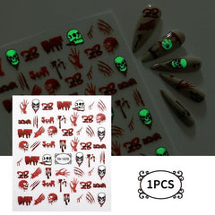 3D Luminous Halloween Nail Stickers Self Adhesive Nail Art Decals