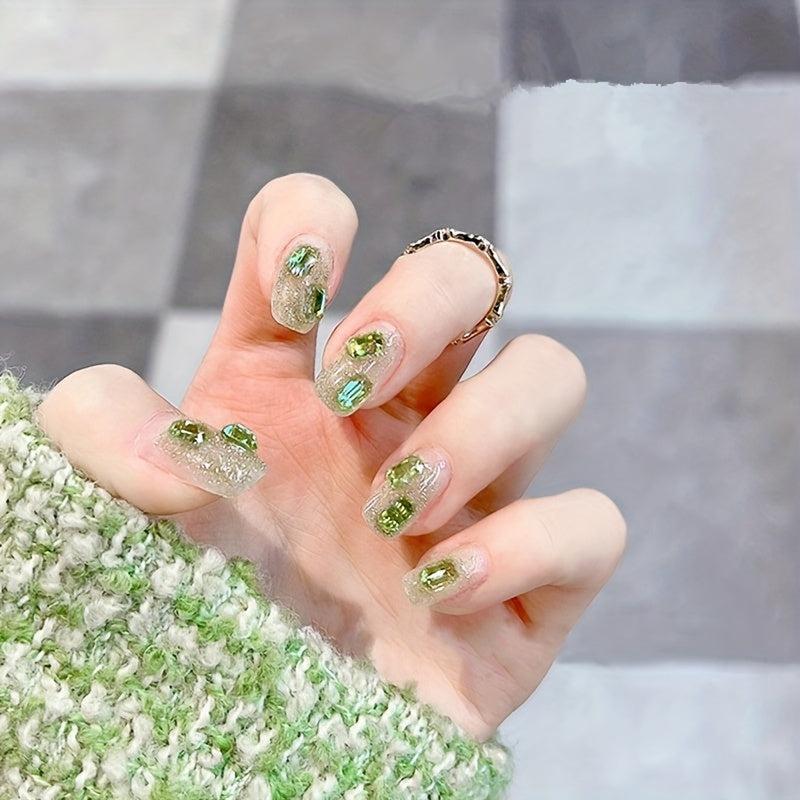 50pcs AB Nail Flat Rhinestone 3D Crystal Square Nail Art Gem