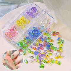 50pcs AB Nail Flat Rhinestone 3D Crystal Square Nail Art Gem