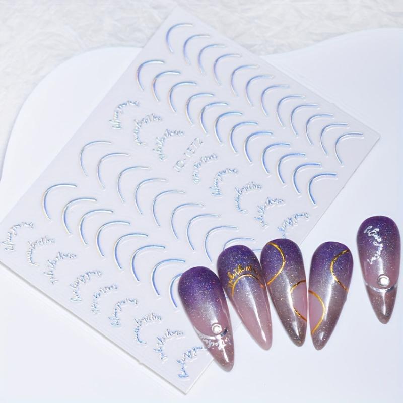 Holographic Swirl Line Nail Art Stickers