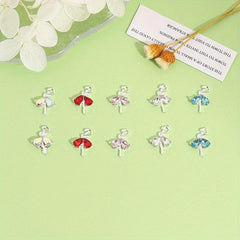10pcs Alloy Ballet Girls Nail Charms With Rhinestones Nail Art Accessories