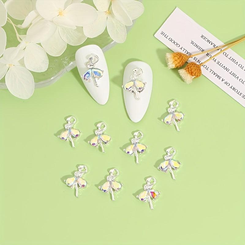 10pcs Alloy Ballet Girls Nail Charms With Rhinestones Nail Art Accessories