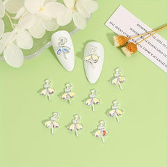 10pcs Alloy Ballet Girls Nail Charms With Rhinestones Nail Art Accessories