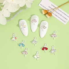 10pcs Alloy Ballet Girls Nail Charms With Rhinestones Nail Art Accessories
