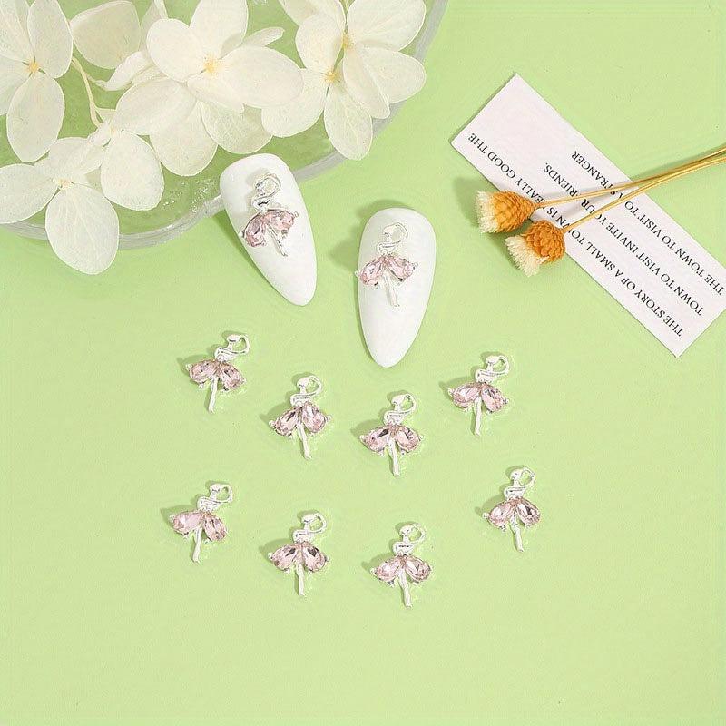 10pcs Alloy Ballet Girls Nail Charms With Rhinestones Nail Art Accessories