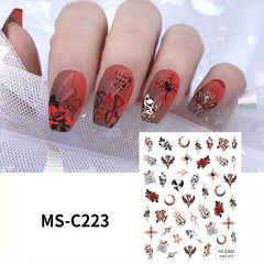 Halloween Nail Art Stickers Dark Rose Horror Art Decals