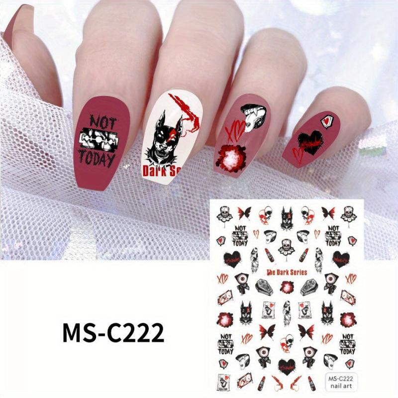 Halloween Nail Art Stickers Dark Rose Horror Art Decals
