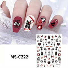 Halloween Nail Art Stickers Dark Rose Horror Art Decals