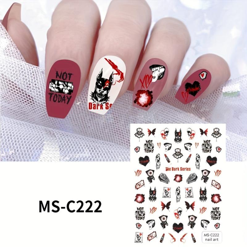 Halloween Nail Art Stickers Dark Rose Horror Art Decals