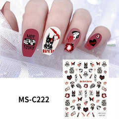 Halloween Nail Art Stickers Dark Rose Horror Art Decals