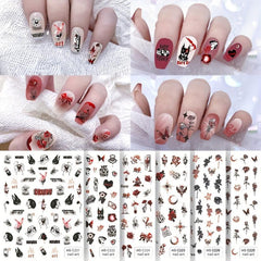 Halloween Nail Art Stickers Dark Rose Horror Art Decals