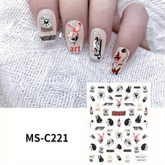 Halloween Nail Art Stickers Dark Rose Horror Art Decals
