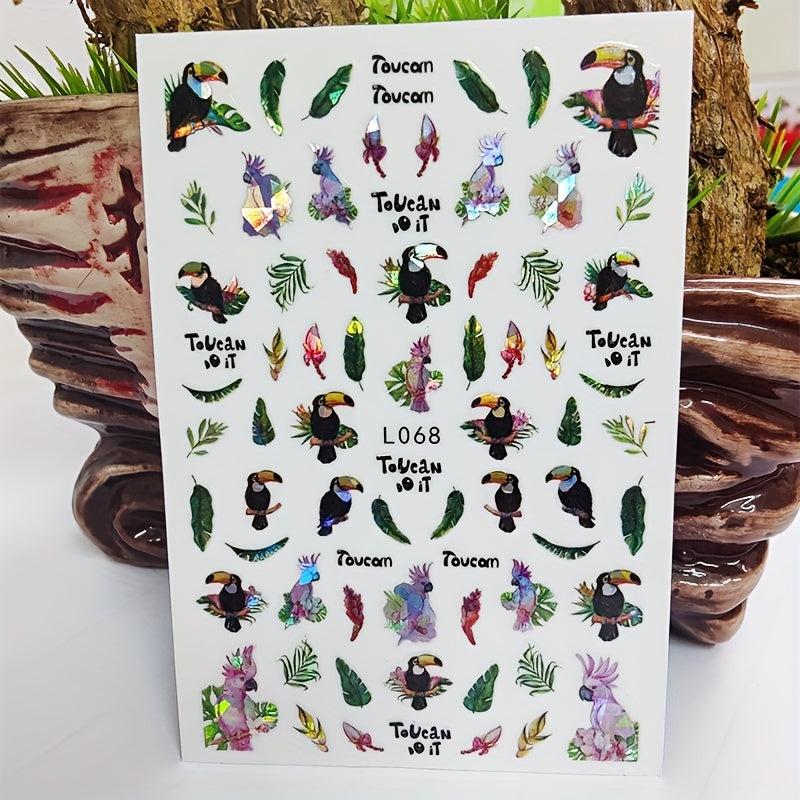 Waterproof 3D Flower Bird Leaf Nail Stickers Self Adhesive Manicure Decals