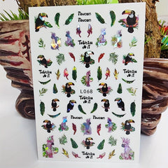 Waterproof 3D Flower Bird Leaf Nail Stickers Self Adhesive Manicure Decals