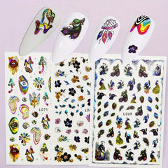 Waterproof 3D Flower Bird Leaf Nail Stickers Self Adhesive Manicure Decals