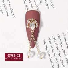 3D Diamond Charms Metal Nail Rhinestone Pendant Chain DIY Nail Decor
