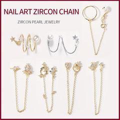 3D Diamond Charms Metal Nail Rhinestone Pendant Chain DIY Nail Decor