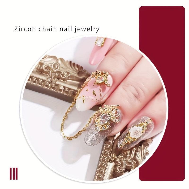 3D Diamond Charms Metal Nail Rhinestone Pendant Chain DIY Nail Decor