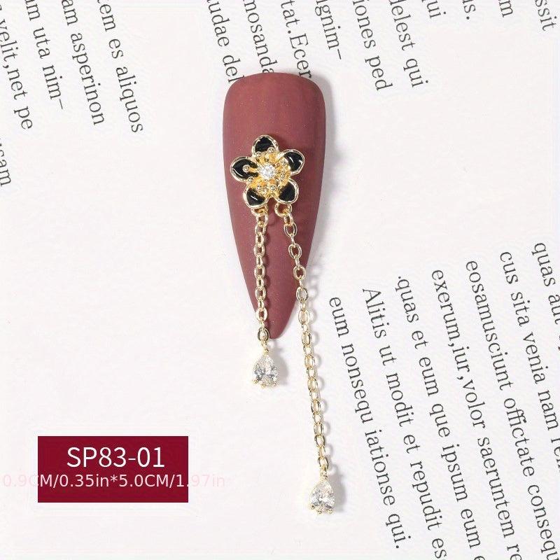 3D Diamond Charms Metal Nail Rhinestone Pendant Chain DIY Nail Decor
