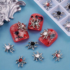 20pcs Halloween Spider Nail Art Charms With Rhinestones 3D Spider Gem