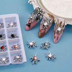 20pcs Halloween Spider Nail Art Charms With Rhinestones 3D Spider Gem