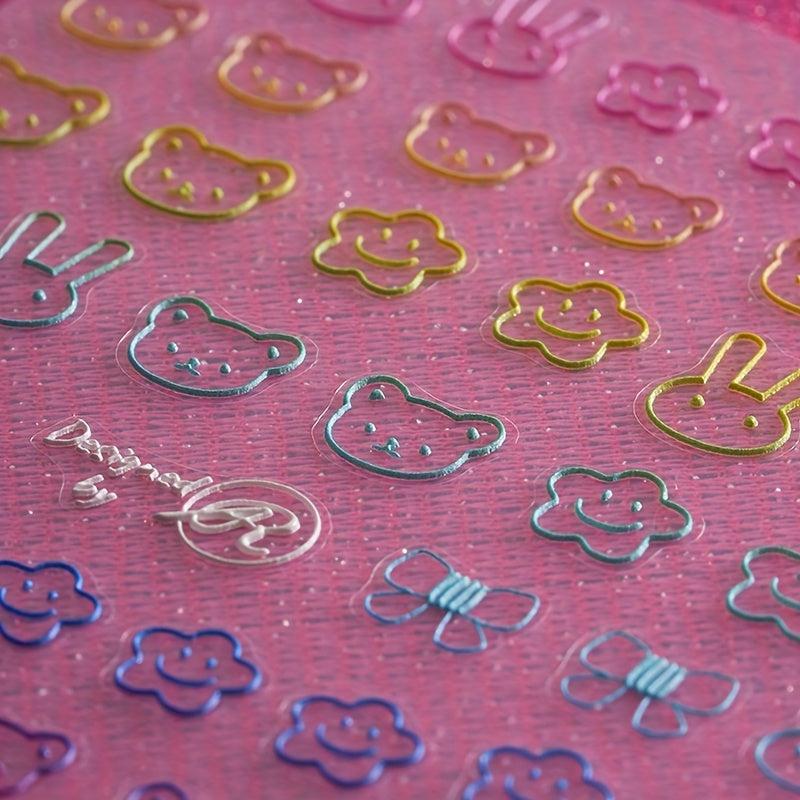 5D Bunny Bear Bowknot Nail Stickers Women Nail Art Decals