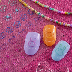 5D Bunny Bear Bowknot Nail Stickers Women Nail Art Decals