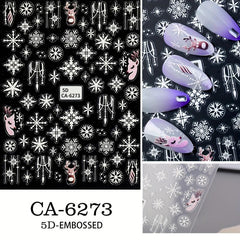 5D Christmas Nail Art Stickers Snowflake Elk Nail Decals