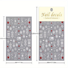 5D Christmas Nail Art Stickers Snowflake Elk Nail Decals