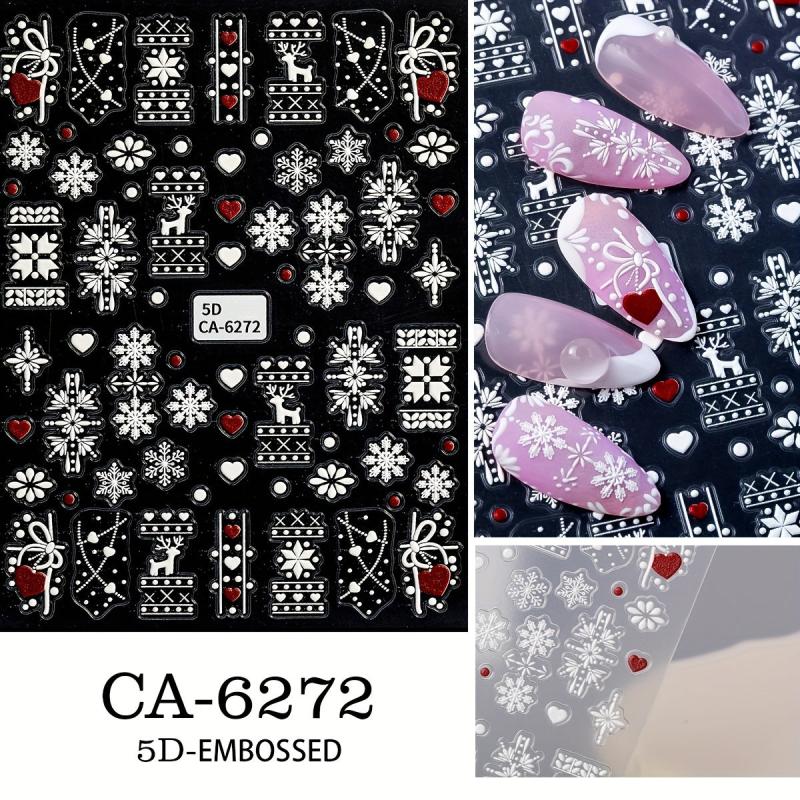5D Christmas Nail Art Stickers Snowflake Elk Nail Decals