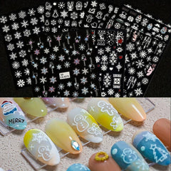 5D Christmas Nail Art Stickers Snowflake Elk Nail Decals