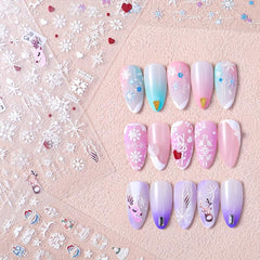 5D Christmas Nail Art Stickers Snowflake Elk Nail Decals