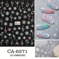 5D Christmas Nail Art Stickers Snowflake Elk Nail Decals