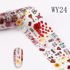 Pink Heart Lip Flower Nail Art Foil Stickers