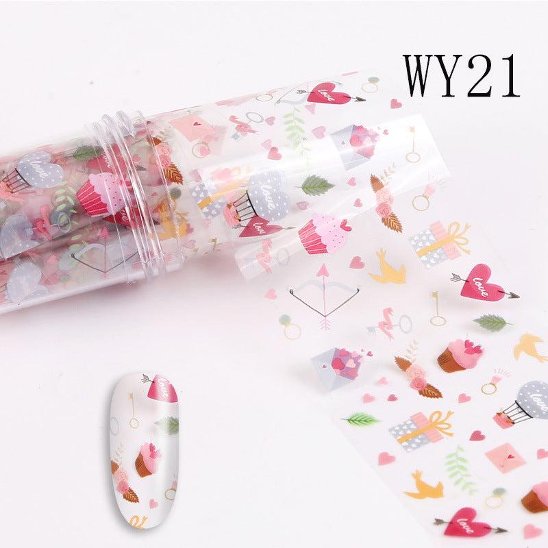 Pink Heart Lip Flower Nail Art Foil Stickers