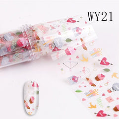 Pink Heart Lip Flower Nail Art Foil Stickers