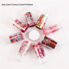 Pink Heart Lip Flower Nail Art Foil Stickers