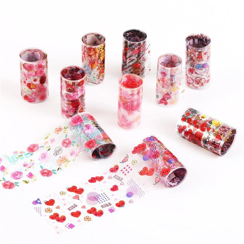 Pink Heart Lip Flower Nail Art Foil Stickers