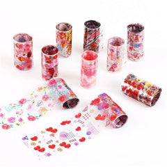 Pink Heart Lip Flower Nail Art Foil Stickers