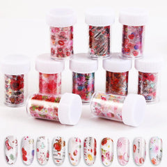 Pink Heart Lip Flower Nail Art Foil Stickers