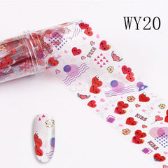 Pink Heart Lip Flower Nail Art Foil Stickers