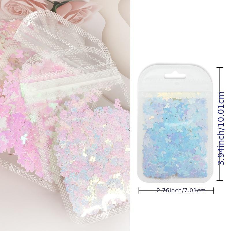 Colorful Snowflake Nail Art with Butterfly Sequins