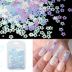 Colorful Snowflake Nail Art with Butterfly Sequins