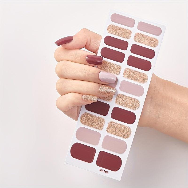 Glitter Self Adhesive Nail Polish Strips Manicure Decoration Kit for Women Girls