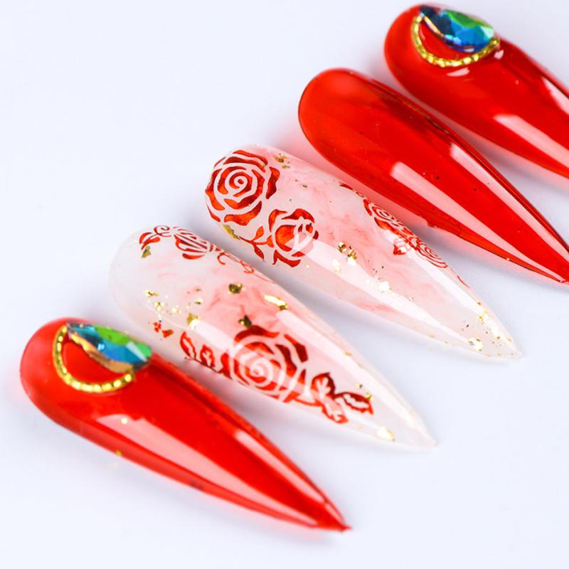 2 Sheets Red Heart Rose Nail Art Stickers For Valentine's Day