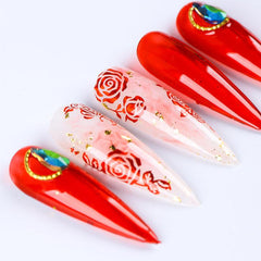 2 Sheets Red Heart Rose Nail Art Stickers For Valentine's Day
