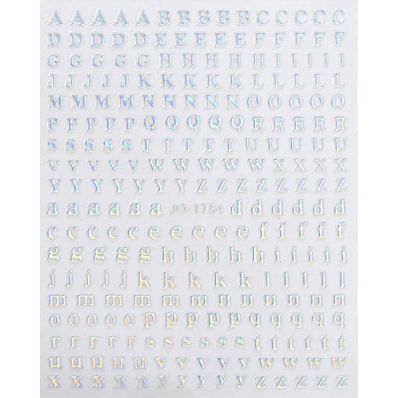 3D Holographic Letter Nail Art Stickers - Alphabet Decals for Manicure