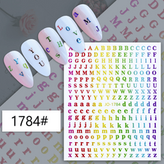 3D Holographic Letter Nail Art Stickers - Alphabet Decals for Manicure